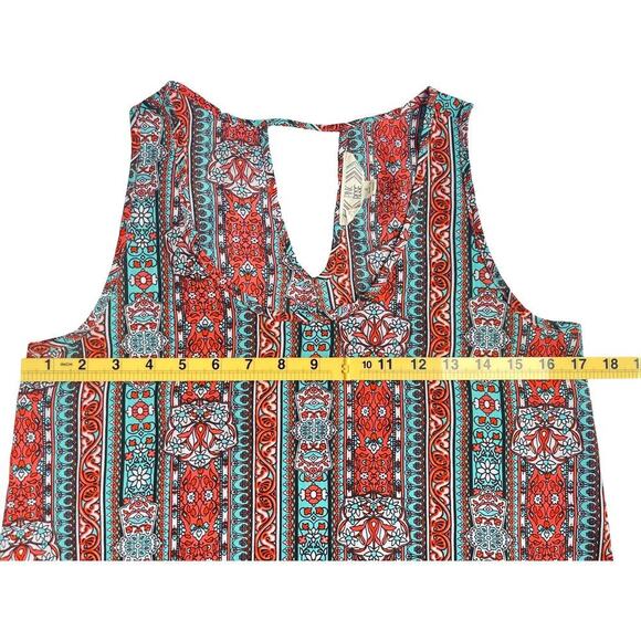 Pink Rose Sleeveless Boho Print Blouse with Keyhole Back – Size Small - Picture 5 of 10